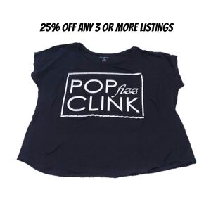 Lane Bryant Black Graphic Tee Shirt Plus Size 14 / 16 100% Cotton Pop Fizz Clink